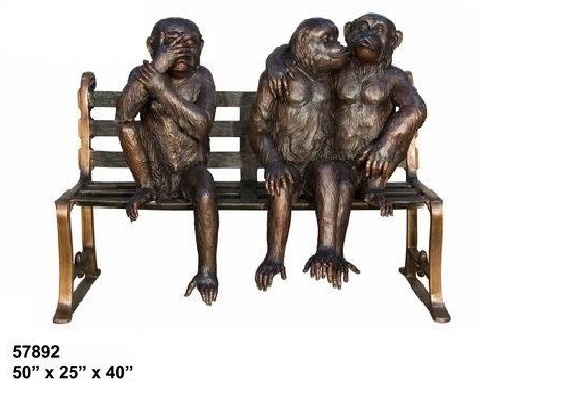 Bronze Three Monkeys On Bench  Bronze Three Monkeys On Bench